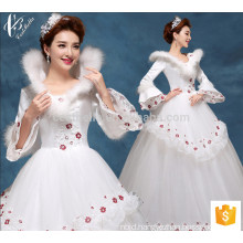 Lace high neck white bridal ball gown Princess Wedding Dress